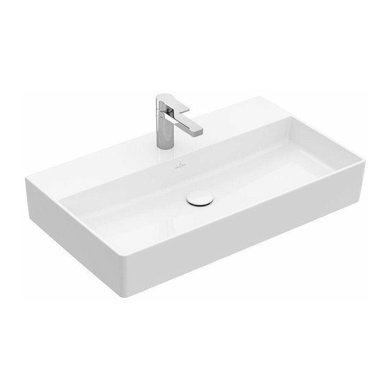 

Villeroy&boch - Memento 2.0, Lavabos de pared, 800 x 470 mm, Rectangular, modelo de suelo, para grifería de 3 orificios, orificio central perforado