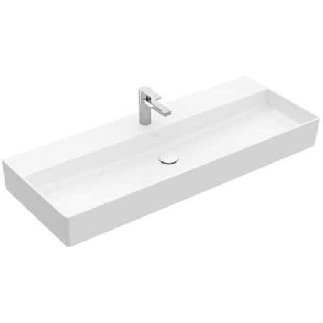 Memento 2.0, Lavabos muraux, 1200 x 470 mm, Rectangulaire, modèle meulé, pour robinetterie à 3 trou s, troude robinetterie central percé, sans trop-plein, Une bonde ne pouvant pas être fermée ou bien 