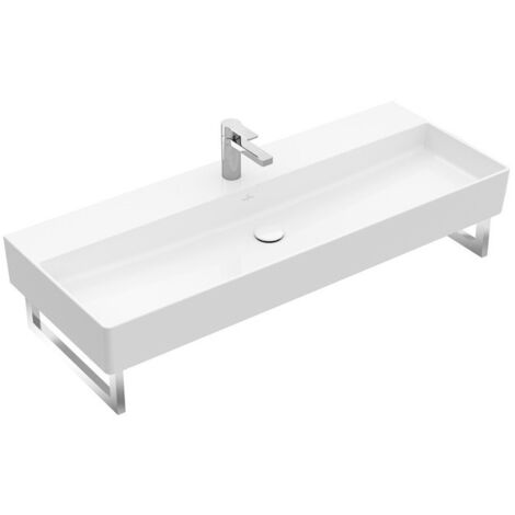 Memento 2.0, Lavabos muraux, 1200 x 470 mm, Rectangulaire, pour robinetterie à 3 trou s, troude robinetterie central percé, sans trop-plein, Une bonde ne pouvant pas être fermée ou bien un ViFlow (tro