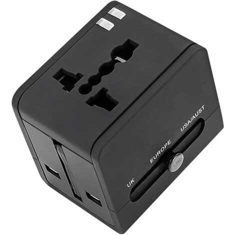 Memkey – Adaptateur de voyage universel pour 150+ pays – 2 ports USB pour chargement rapide – Prises EU, UK, US, AU, JP – Design compact et pliable