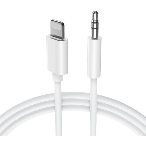 Memkey – Câble audio auxiliaire 1m pour voiture – Jack 3,5mm stéréo mâle – Compatible iPhone 14/13/12/11/8/X – TPE durable pour transmission stable - 8Plus
