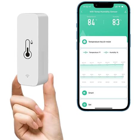 Memkey – Capteur hygromètre thermomètre WiFi – Moniteur de température et d'humidité sans fil – Compatible avec Alexa et Google Home – Autonomie 1 an
