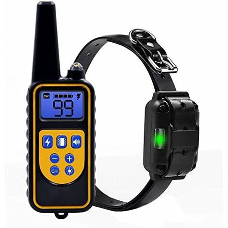 Memkey – Collier de dressage pour chien 800 mètres – Télécommande rechargeable – Collier en TPU étanche – 99 niveaux de stimulation – Autonomie 14 jours