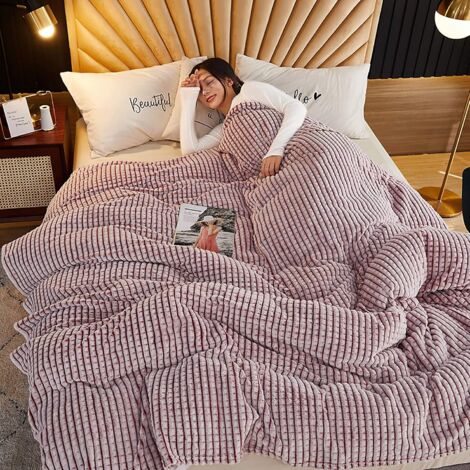 Memkey – Couverture polaire rose et blanc 120x200 cm – Microfibre-polyester antistatique – Douceur et chaleur pour moments de détente