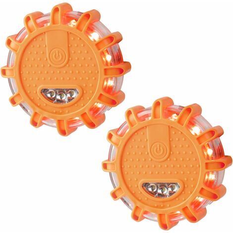 Memkey – Gyrophare LED orange 2pcs – Lumière d'urgence avec base magnétique – 9 modes clignotants – Étanche et incassable pour voiture, camion, bateau