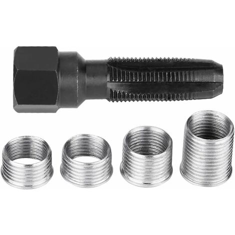 Memkey – Kit de réparation bougies d'allumage 14 mm – 5 pièces en acier au carbone – Pour filetages endommagés – Outil mécanicien professionnel