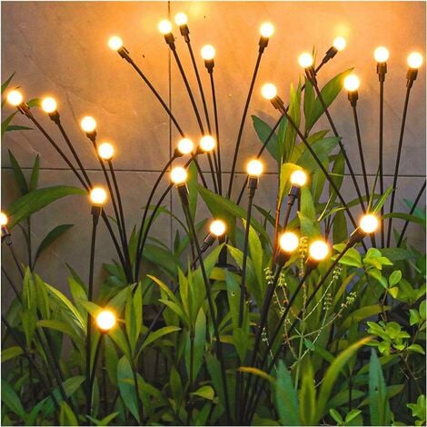 Memkey Lampes Solaires Exterieur,4 Pièces 10 LED Lumières Solaires Lucioles pour Jardin, Balcon,Lampe Solaire Exterieur Jardin Décoration,Étanche IP65,[Classe énergétique C] (Blanc Chaud)