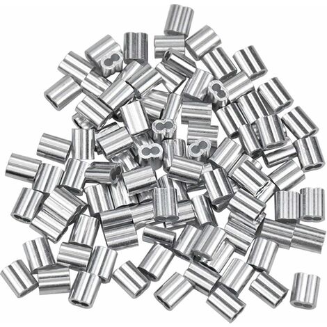 Memkey – Lot de 100 manchons en aluminium – Ferrules pour câbles métalliques 1,5 mm – Clip à sertir avec double embouts – Résistant à l'usure