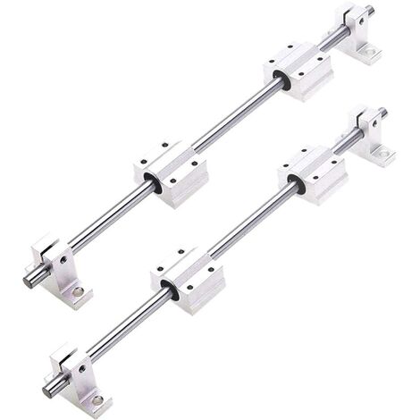 Memkey – Lot de 2 arbres linéaires 500 mm Ø 8 mm – Guide linéaire horizontal avec roulements à billes – Supports SK8 et blocs SCS8UU inclus