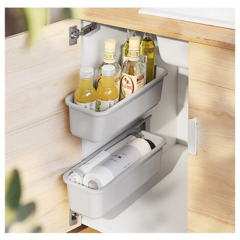 Memkey – Lot de 2 paniers coulissants pour armoire – Organisateur de rangement pour cuisine et salle de bains – Dimensions 376x152x112mm – Accès facile aux épices