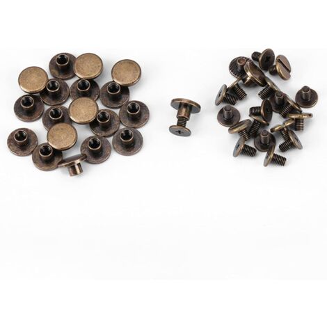 Memkey – Lot de 20 rivets en laiton fileté 5mm – Résistants à la corrosion – Pour cuir, ceintures, sacs à main, chaussures – Faciles à installer - 20pcs