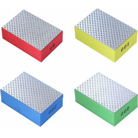 Memkey – Lot de 4 blocs de ponçage diamantés pour verre, marbre, pierre – Grains 60/100/200/400 – Haute résistance et réutilisabilité