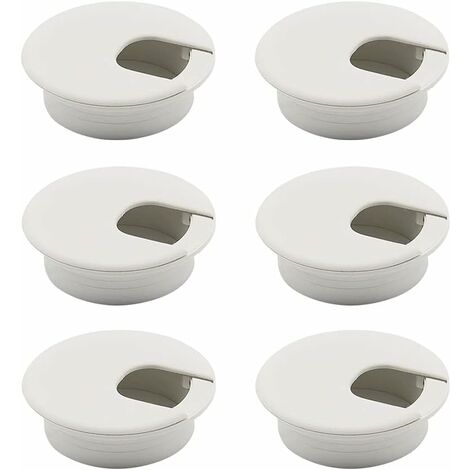 Memkey – Lot de 6 passe-câbles ronds encastrables en plastique ABS – Diamètre 63,5mm – Couvercle de trou de câble pour bureau – Oeillet blanc