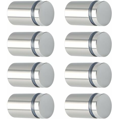 Memkey – Lot de 8 entretoises en acier inoxydable pour plaques de verre – Finition brossée – 25 x 19 mm – Installation facile avec vis fournies - EQS5019-8P