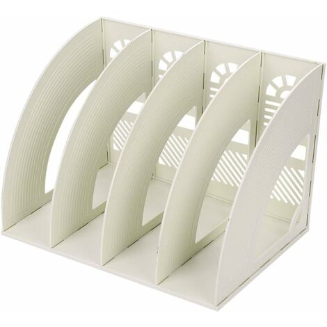 Memkey – Organisateur de bureau en plastique 4 compartiments – Support pour papier A4, magazines et documents – Dimensions 23.5x23.5x33cm