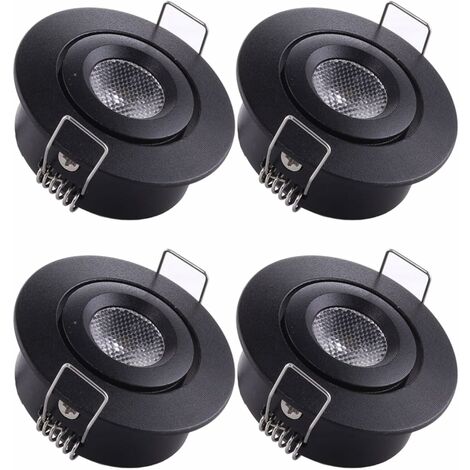 Memkey – Pack de 4 mini spots encastrables LED 1W – Lumière blanche chaude 3000K – Ø52mm pour plafond et vitrine – Installation facile