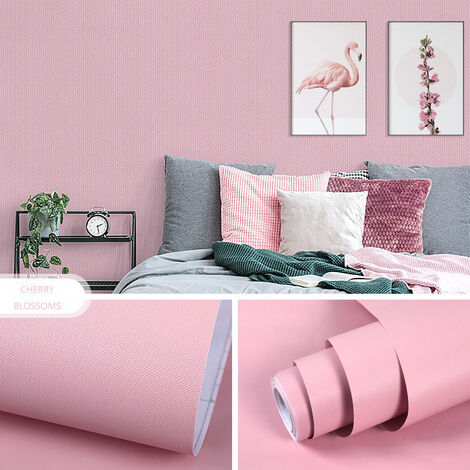 Memkey – Papier peint adhésif rose uni 45CM x 10M – PVC vinyle autocollant – Imperméable et lavable – Pour meubles et murs - 45CM10M
