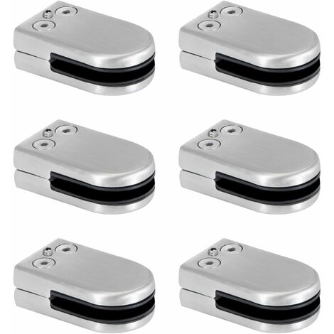Memkey – Pince à verre en acier inoxydable – Supports de serrage pour verre 6 à 8 mm – Réglable pour balustrades et escaliers – Lot de 6 pièces
