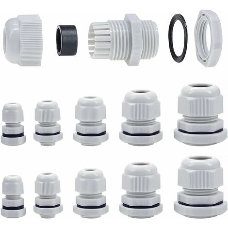 Memkey – Presse-étoupes M10-M25 40pcs – Pour câbles 3 à 15mm – Écrou de blocage en nylon – Protection étanche contre l'eau et la poussière
