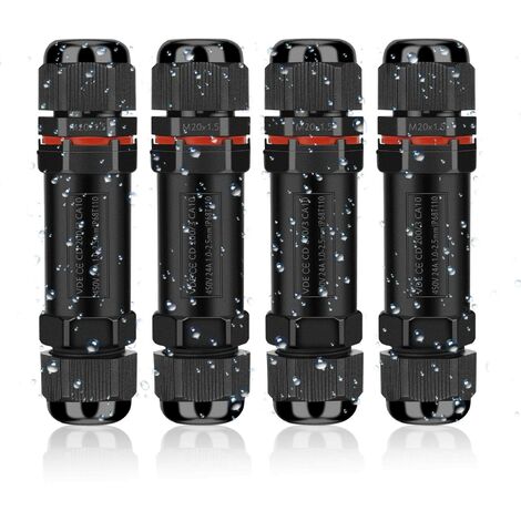 Memkey – Raccord électrique étanche IP68 – Connecteur de câble pour extérieur 3 fils – Boîte de dérivation pour câble Ø 4-12 mm – Lot de 4