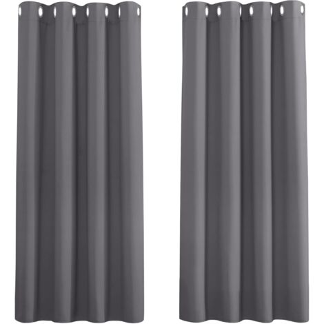 Memkey – Rideaux occultants 132 x 158 cm en polyester – 80-95 % de blocage UV – Insonorisants et isolants – 2 panneaux gris