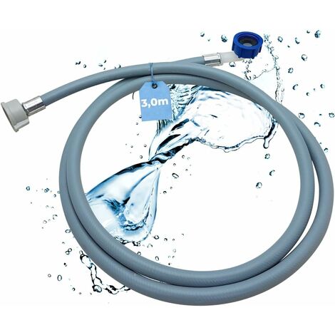 Memkey – Tuyau d'arrivée d'eau flexible 3,0m – Raccord 3/4' coudé/droit avec joint – Pour lave-linge et lave-vaisselle