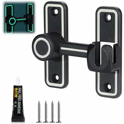 Memkey – Verrou porte coulissante lumineux 90/180° – Alliage de zinc anti-crochetage – Installation facile avec vis – Pour chambres et salles de bain