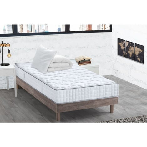 IZTOSS Mémo Juego de Colchón 90x190x15cm + 1 Edredón 140x200cm + 1 Almohada 60x60cm (Paquete todo en un solo)