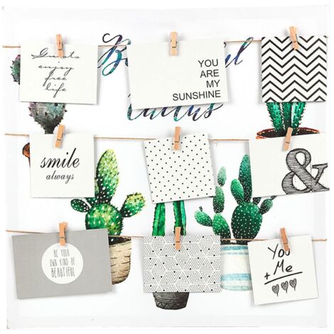 Memoboard 50x50cm Fotowand Memowand Wandbild Bilderhalter Leinwand Geldgeschenk - Kaktus