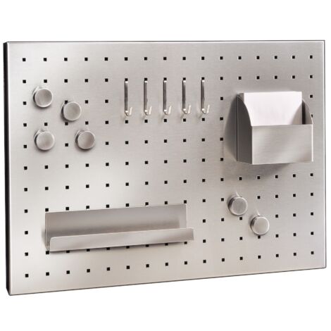 Memoboard „Jasmin“ aus mattiertem Edelstahl 50 x 35 x 1,2 cm Ideal für Büro und Zuhause