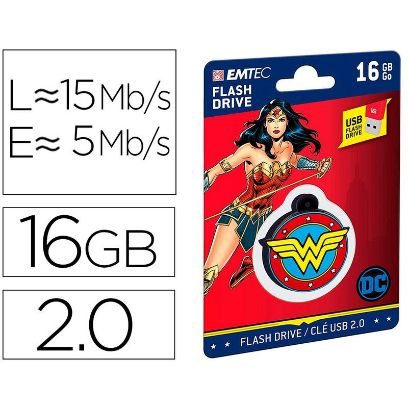 

Memoria usb emtec flash 16 gb usb 2.0 collector wonder woman