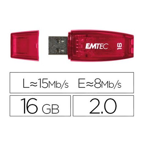 GENÉRICA Memoria usb emtec flash c410 16 gb 2.0 rojo