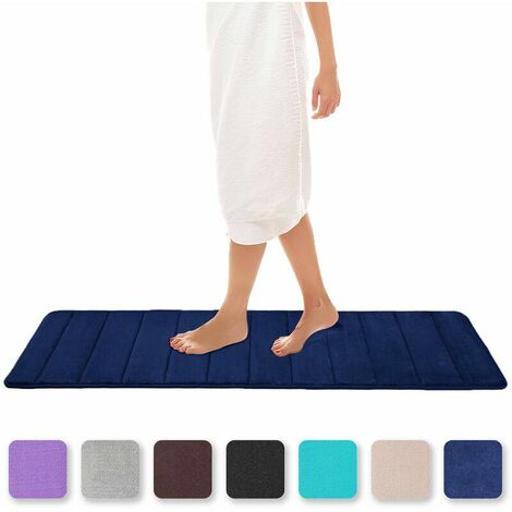 Memory Foam Bath Mat Absorbent Non-Slip Bath Mat Washable Bath Mat - 40 x 120 cm, Navy Blue