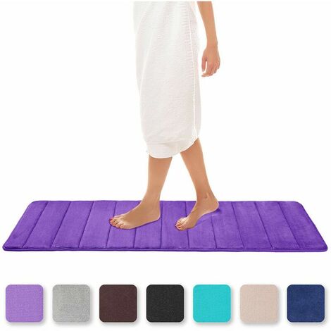 Memory Foam Bath Mat Absorbent Non-Slip Bath Mat Washable Bath Mat - 40 x 120 cm, Purple