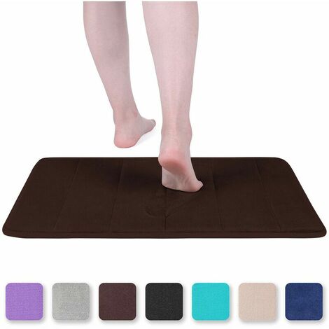 Memory Foam Bath Mat Absorbent Non-Slip Bath Mat Washable Bath Mat - 40 x 60 cm, Brown