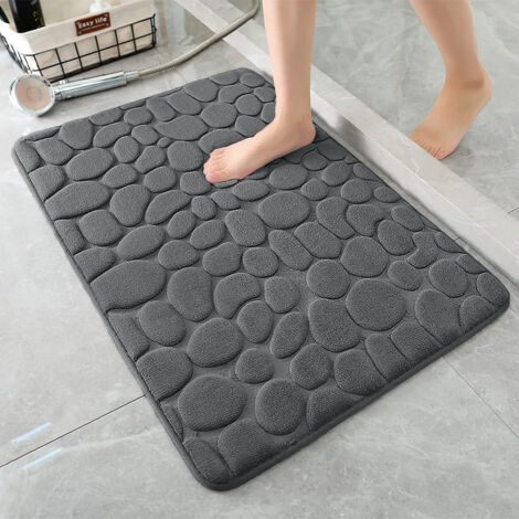 Memory Foam Bath Mat - Absorbent Shower Mat - Bath Mat - Decorative Mat - Non-Slip - for Bathroom and Living Room - 40 x 60 cm - Dark Grey，35D Memory Foam