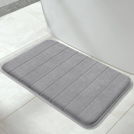 Memory Foam Bath Mat Large Size, 31.5 x 19.8, Super Soft Non-Slip Bathroom Rug, Water Absorption, Machine Wash, Thick, Comfortable, Easier to Dry for Bathroom Mat, Tub and Shower, Grey