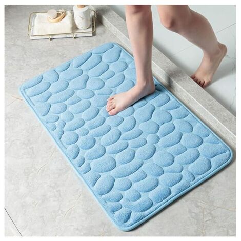 Memory foam bath mat, non-slip bath mat, high-quality absorbent bath mat, machine washable (light blue)