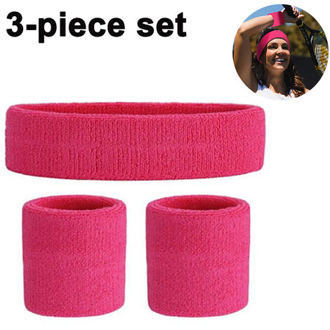 Sweatband Set Sports Headband Wristband Set Sweatbands Terry Cloth  Wristband Wrist Sweatband Headbands Moisture Wicking Sweat Absorbing Head  Band-Red white blue 