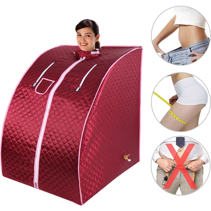 Haloyo - Ménage à Vapeur Télécommande ®,pour Bain de Sauna, Amincissement, Détoxification, Thérapie Corporelle,75 x 35 x 25 cm,rouge