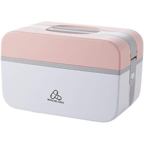 Ménage créatif boîte de rangement de médicaments pliable multicouche compartimenté boîte à médicaments valise en plastique rose