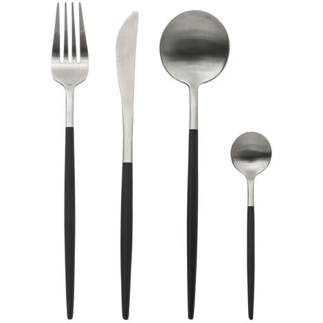 Ménagère 24 pièces Couverts en Inox modèle IDA Argent et Noir - Secret de Gourmet