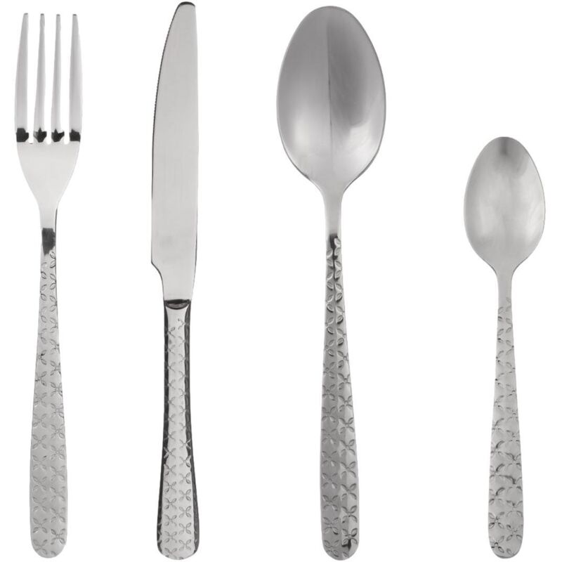 Secret De Gourmet - Ménagère 24 Pièces en Inox Modèle Flora - Couverts Élégants pour la Cuisine et la Table