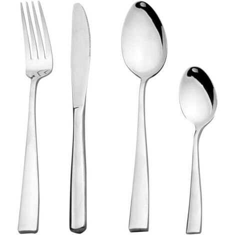 Ménagère en acier inoxydable 24 pièces pour 6 personnes. Finition miroir poli. Design moderne. argent