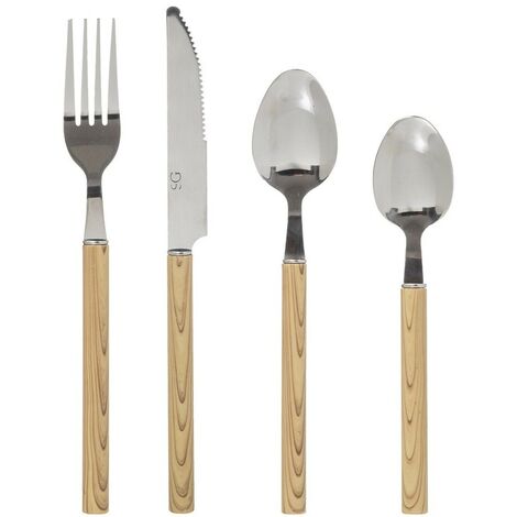 Ménagère inox 24 pièces Indonésie bois
