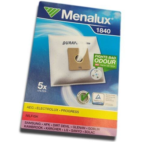 Menalux 1840 Lot de 5 sacs à poussière Pour AEG / Dirt Devil / LG / Privileg / Samsung