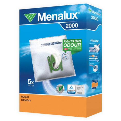 Menalux - Lot de 5 sacs 2000 + 1 micro filtre pour aspirateurs Bosch, Siemens - 9001961466