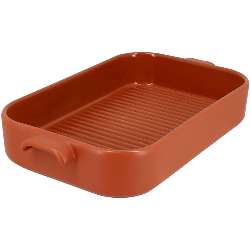 Octave plat a four grille rectangle 840 ml terracotta 26.5 x 15 cm en gres - Menastyl