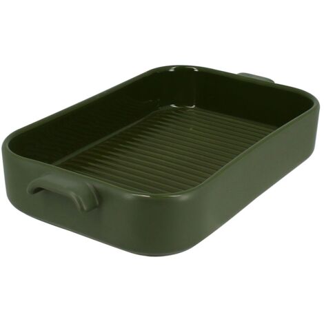 MENASTYL - OCTAVE PLAT A FOUR GRILLE RECTANGLE 840 ML VERT 26.5 X 15 CM EN GRES