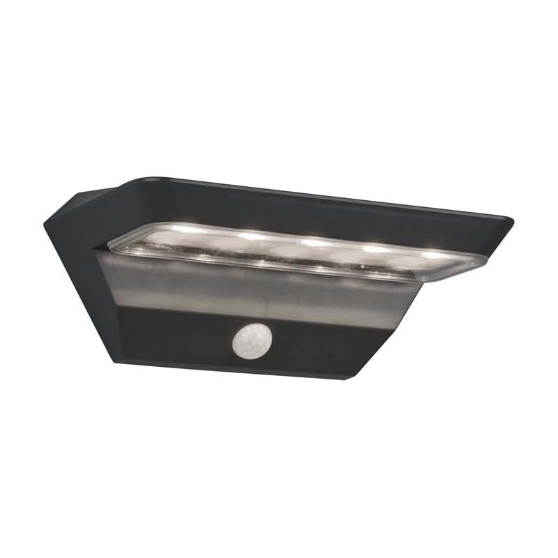 Image of Mendoza Applique Led Da Esterno Solare Ricaricabile Antracite Con Sensore Di Movimento Ip44 L.22Cm